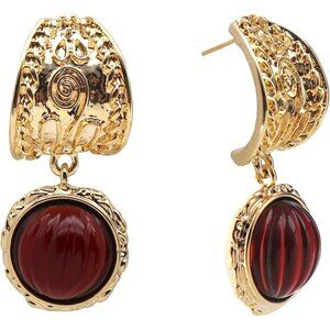 Red & Gold Dangle Drop Earrings for Women Cute Gold Geometric Statement Jewelry